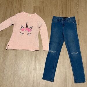 Pink Unicorn Sweater & Jeans Bundle
